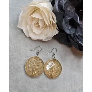 Earrings Vintage 1960's Sparkle Lucite rounds Retro Sterling silver ear hooks